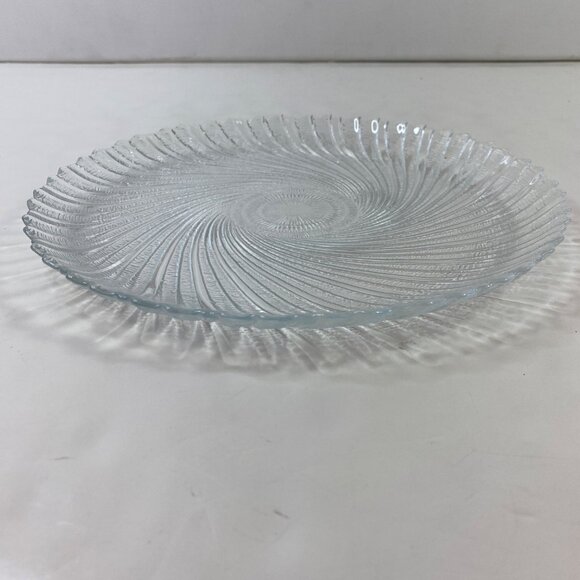 Arcoroc Seabreeze 2 Clear Glass 10" Dinner Plates Textured Swirl Pattern Vintage - Picture 3 of 7